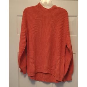 NWT Old Navy Mock Neck Knit Sweater Melon Orange Ribbed Women Size L